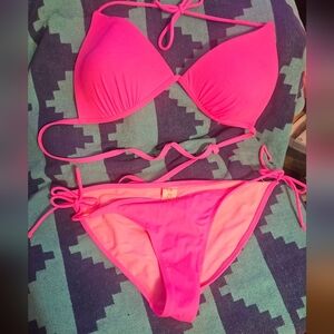 Ocean Pacific Hot Pink Bikini Size Large 11-13 EUC